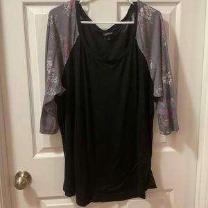 Torrid Baseball w/floral arm detail